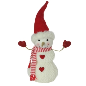 15 Plush Red and White Super Soft Snowman with Red Heart Buttons Christmas Decoration - All