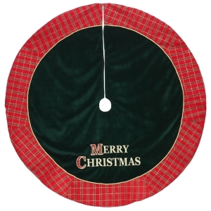48 Red and Green Merry Christmas Glitter Plaid Christmas Tree Skirt - All