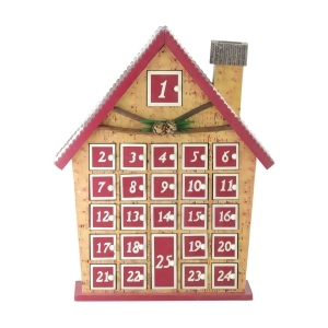 15 Rustic Burgundy and Brown House with Chimney Advent Calendar Decoration - All