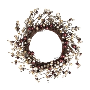 20 Autumnal Bliss Ball Ornaments on a Natural Vine Wrapped Wreath - All