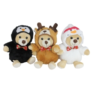 Set of 3 Plush Teddy Bear Stuffed Animal Figures in Christmas Costumes 8 - All