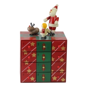10 Red and Green Decorative Elegant Advent Storage Calendar Box - All