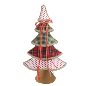 23 Holiday Moments Red Green and White Plaid and Polka Dot Christmas Tree Decoration - All