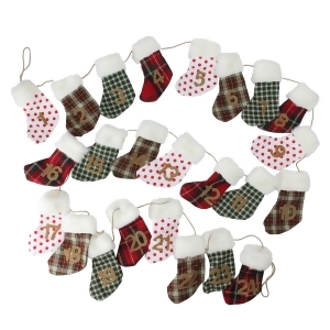8' Holiday Moments Red Green and White Christmas Stocking Garland Unlit - All