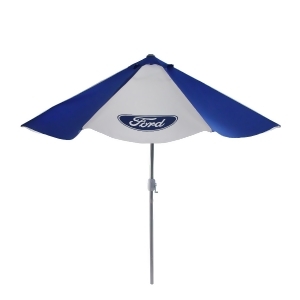 9' Blue and White Ford Outdoor Umbrella with Hand Crank and Tilt Officially Licensed - All