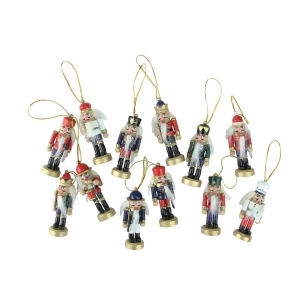 12-Piece Set of Red and Blue Mini Decorative Christmas Nutcracker Ornaments 3.25 - All