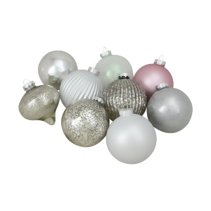 9Ct Silver and Pink Multi-Finish Ball and Onion Shaped Christmas Ornaments 4 100mm - All