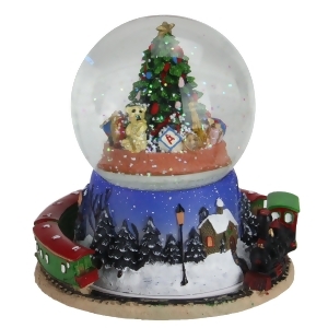 6.5 Christmas Tree and Train Revolving Musical Glitterdome Decoration - All