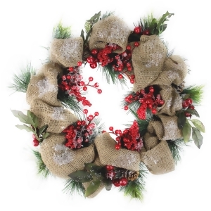 18 Snow Dusted Country Rustic Artificial Christmas Wreath with Berries and Pine Cones Unlit - All