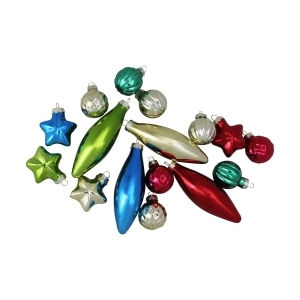 16-Piece Set of Multi-Color Finial Ball and Star Shaped Christmas Ornaments 4 100mm - All