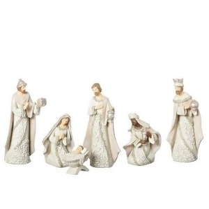 6 Piece Set of Ivory Lace Nativity Figures 7.5 - All