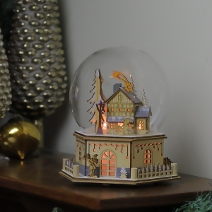 8.75 Christmas Led Wood Laser Cut Town Table Top Dome Decoration - All