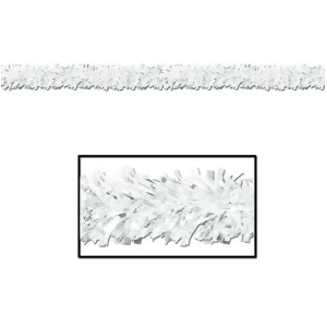 Pack of 12 Shiny Metallic White Tinsel 6-Ply Christmas Garlands 15' Unlit - All