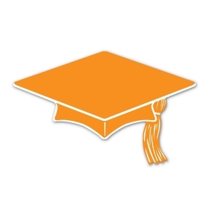 Club Pack of 240 Orange and White Mini Mortarboard Graduation Cap Cutout Party Decorations 4 - All