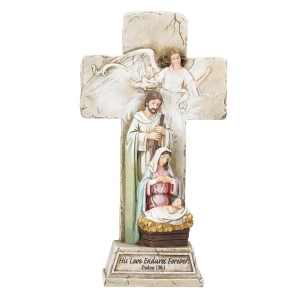 9.25 Joseph's Studio Cross with Holy Family Religious Christmas Tabletop Decoration - All