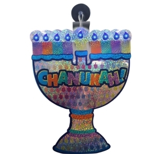 10 Battery Operated Shiny Led Lighted Menorah Window Decoration - All
