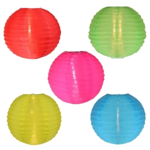 Set of 5 Multi-Color Chinese Lantern Garden Patio Lights White Wire - All