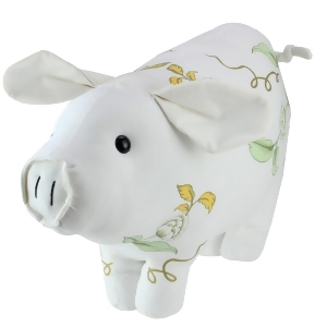 13.25 White Soft Green and Yellow Floral Pig Spring Tabletop Decoration - All