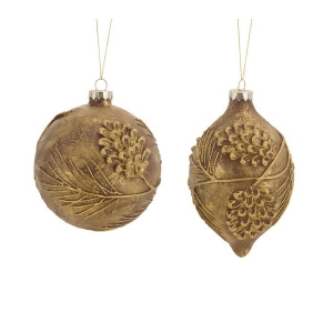 Pack of 6 Distressed Bronze Pine Cone Glass Christmas Ornament Set - All