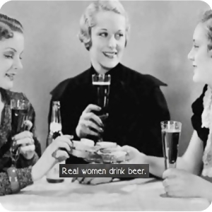 4 Real Woman Drink Beer Black and White Photo Neoprene Decorative Coaster - All
