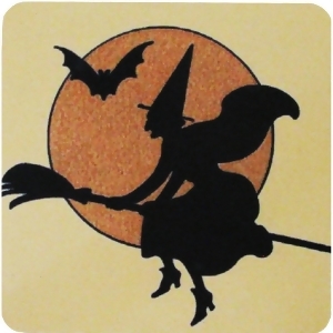 Set of 8 Witch On Her Broom Takes Flight Decorative Halloween Coasters 4 - All