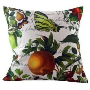 Decorative Throw Pillow with Colorful Butterflies and Various Fruits 18 - All