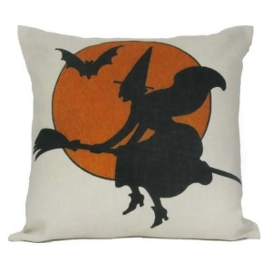 Halloween Witch on a Broom Harvest Moon Decorative Accent Throw Pillow with Insert 18 - All