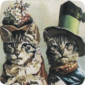 Set of 8 Best Dressed Mr. and Mrs. Vintage Tom Cat Decorative Coasters 4 - All