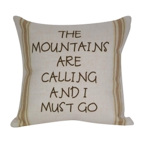 Decorative Tan and Green Striped The Mountains Are Calling and I Must Go Throw Pillow 12 - All