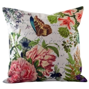 Decorative Throw Pillow with Colorful Butterfly and Blossoming Floral Accents 18 - All