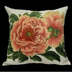 Decorative Spring Coral Peony with Yellow Highlights Floral Throw Pillow 18 - All