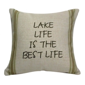 Decorative Tan and Green Lake Life is the Best Life Throw Pillow 12 - All