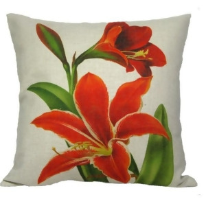 Tropical Orange and Red Amaryllis Flower Decorative Throw Pillow with Insert 18 - All