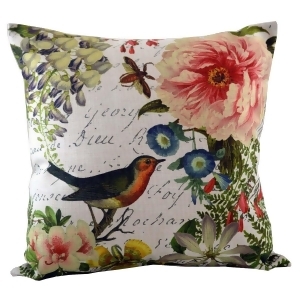 Decorative Throw Pillow Cover with Colorful Songbird and Blossoming Floral Accents 18 - All