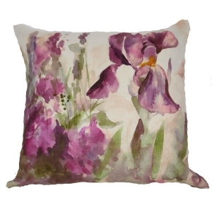 Decorative Purple Watercolor Spring Iris Throw Pillow with Off-White Background 18 - All