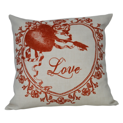 Traditional Calligraphy “Love” Valentine’s Day Decorative Throw Pillow 14” 