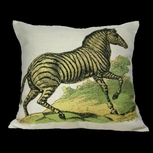 Decorative Galloping Exotic Zebra Throw Pillow Cover with Green and Yellow Background 18 - All