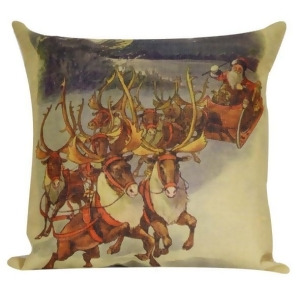 Santa Claus with Reindeer Driving his Sleigh Decorative Accent Throw Pillow Cover 18 - All