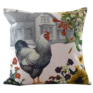 Decorative Throw Pillow with Black and White Hen and Farmhouse Background 18 - All
