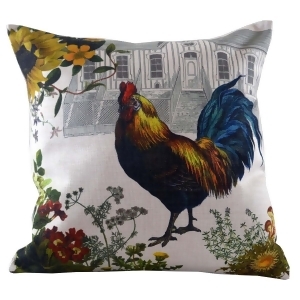 Decorative Throw Pillow with Colorful Rooster and Hen House Background 18 - All