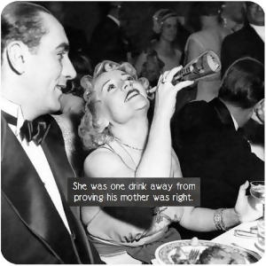 4 She Was One Drink Away Black and White Photo Neoprene Decorative Coaster - All