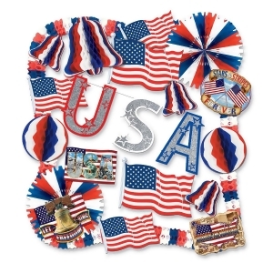 22-Piece Red White and Blue Patriotic 4th of July Decorating Kit - All
