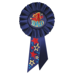 Pack of 6 Dark Blue #1 Dad Father's Day Celebration Party Rosette Ribbons 6.5 - All