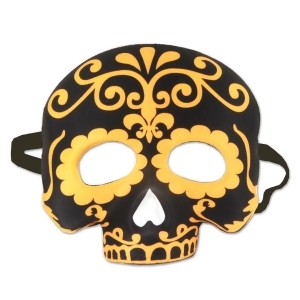 Pack of 6 Halloween Gold and Black Day of the Dead Half Mask with Elastic 10 - All