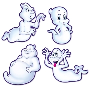 Club Pack of 48 Friendly Ghost Double-Sided Halloween Cutout Decorations 15.5 19 - All