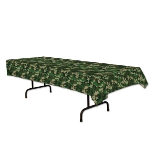 Club Pack of 12 Traditional Green and Brown Camo Tablecloths - All