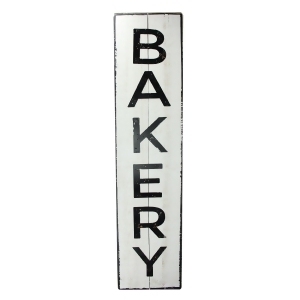 39.5 Decorative Black and White Distressed Fir Wood Bakery Sign - All