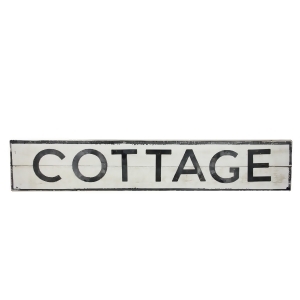 39.5 Decorative Black and White Distressed Fir Wood Cottage Sign - All