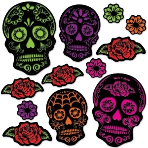 Club Pack of 144 Halloween Day of the Dead Sugar Skull Cutouts 4-15 - All