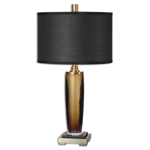 28 Gloss Black Textured Glass Table Lamp with Etched Warm Amber Sides - All